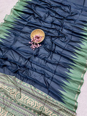 Soft Tussar Silk Blue Saree - Sky Blue Pallu