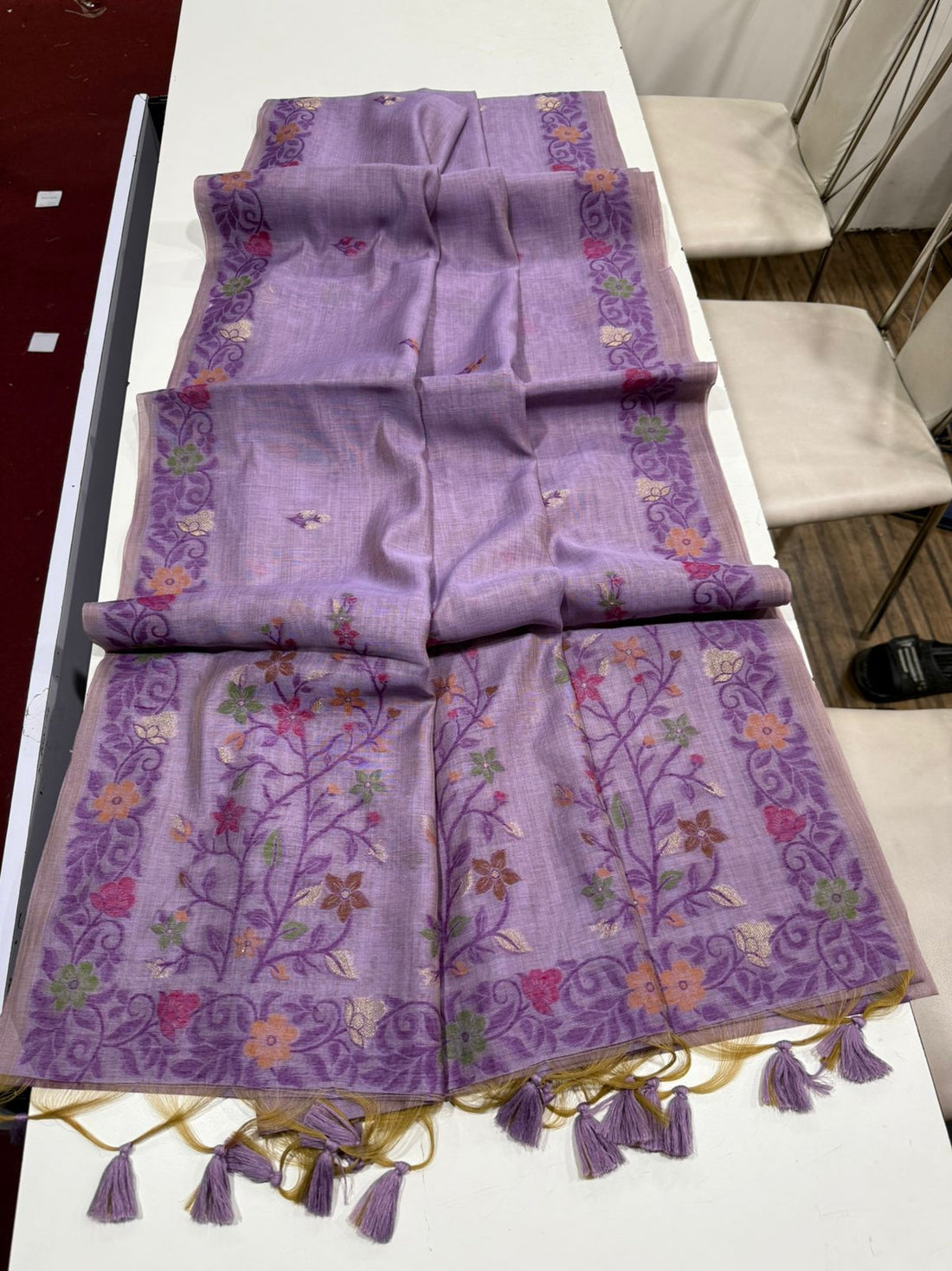 Premium Soft Muga Cotton Purple Saree