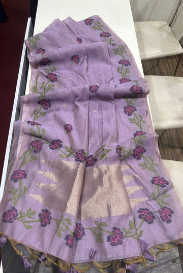 Premium Soft Muga Silk Purpule Saree