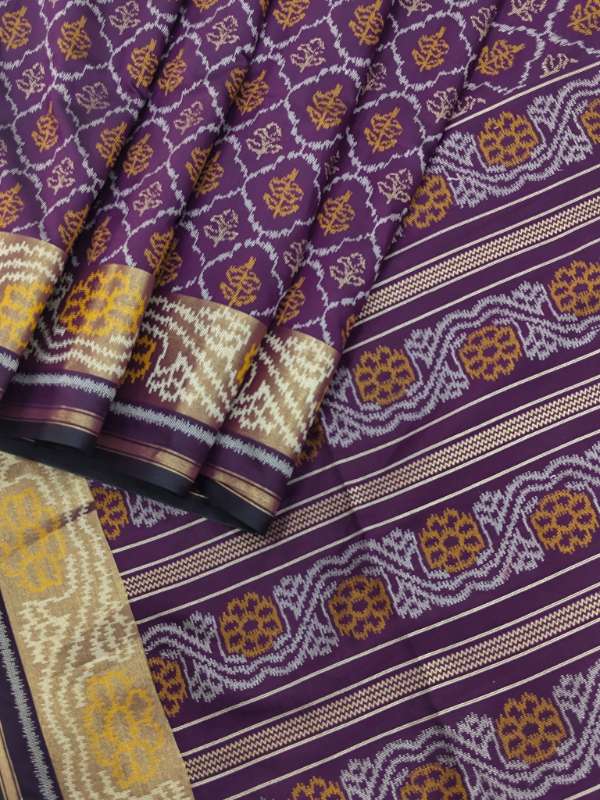 Soft Pure Rajkoti Ikkat Silk Dark Purple Saree