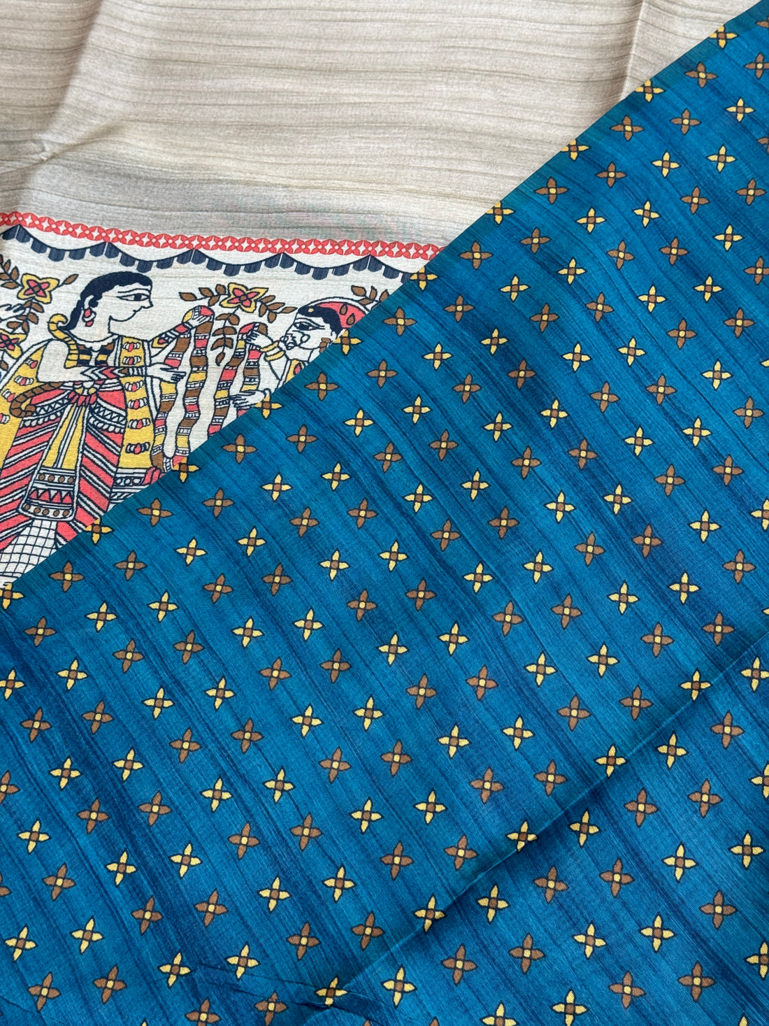 Soft Tussar Silk Cream Saree