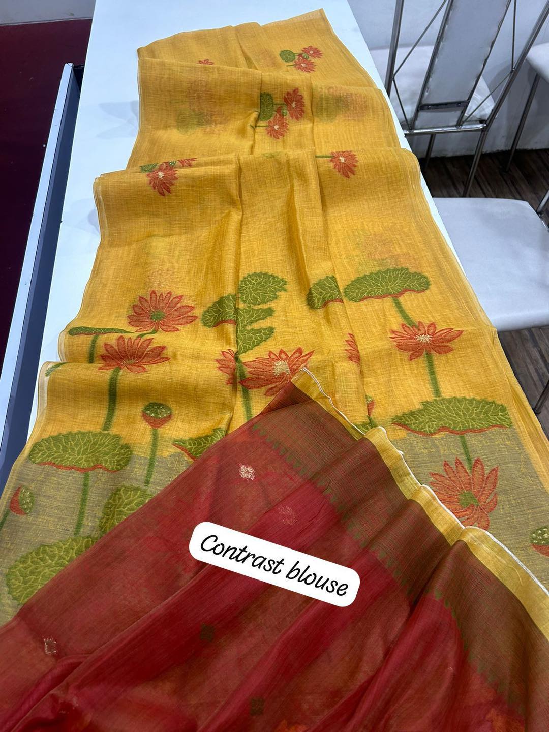 Premium Soft Muga Silk Yellow Saree