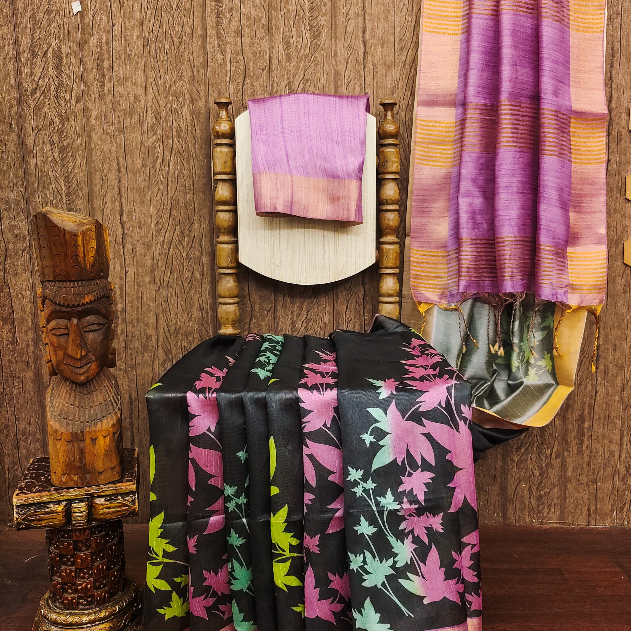 Premium Soft Desi Tussar Silk Purple Saree