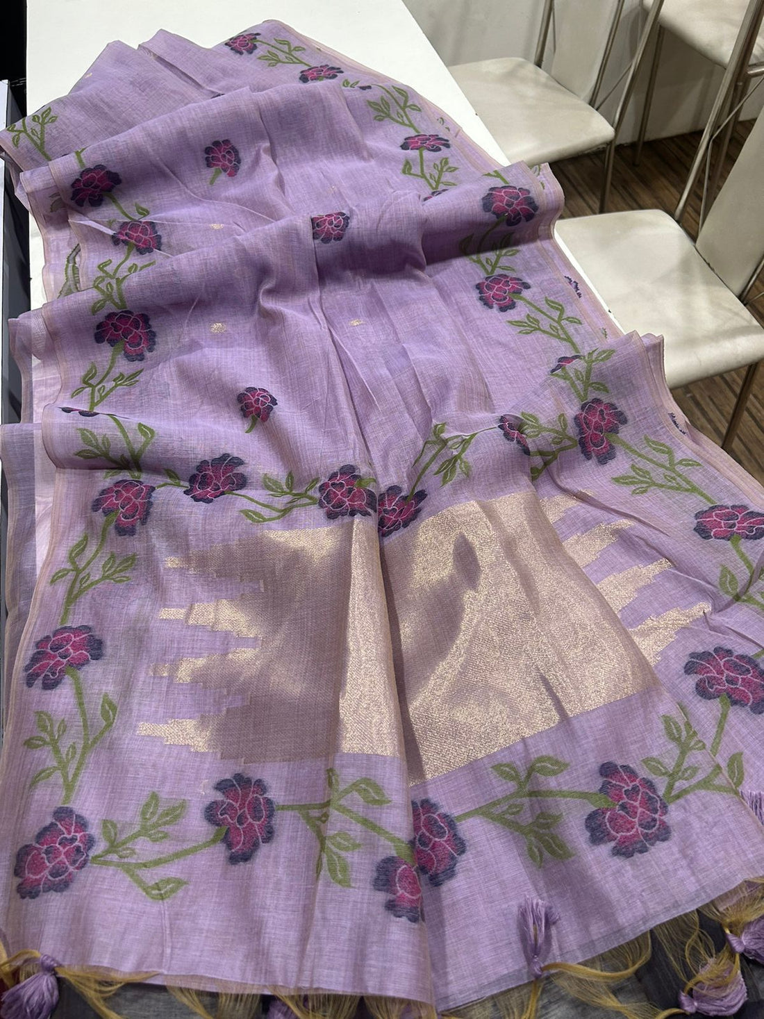 Premium Soft Muga Silk Purpule Saree