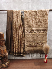 Soft Desi Tussar Silk Brown Saree