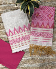 Presenting New Concept Unstitched Pink-white Dress