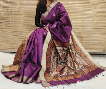 Soft Khadi Raw Silk Purple Saree