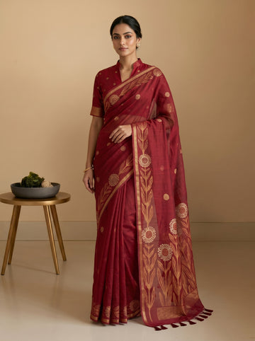 Premium soft jute linen silk Saree