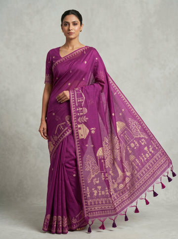 Premium soft muga cotton saree