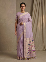Premium Soft moga cotton paithani purple saree