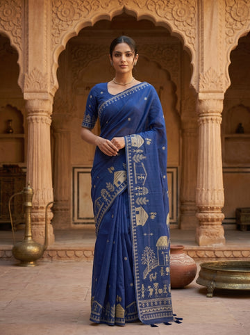 Premium soft muga cotton saree