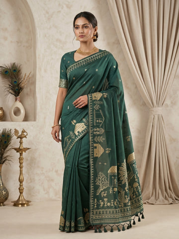 Premium soft muga cotton saree