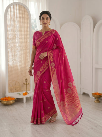 Premium soft jute linen silk Saree