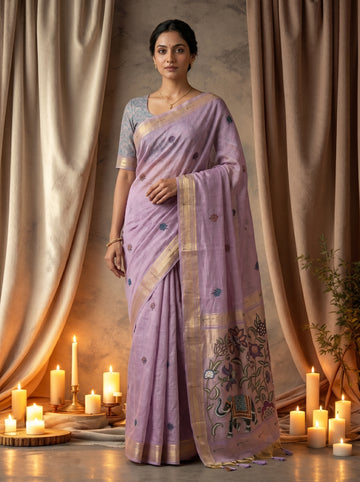Premium Soft moga cotton paithani saree
