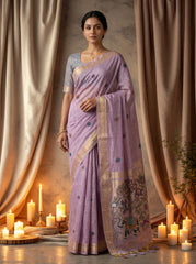 Premium Soft moga cotton paithani saree