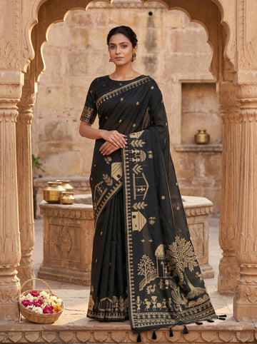 Premium soft muga cotton saree