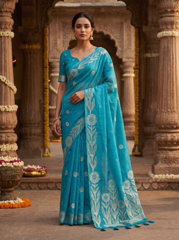 Premium soft jute linen silk Saree