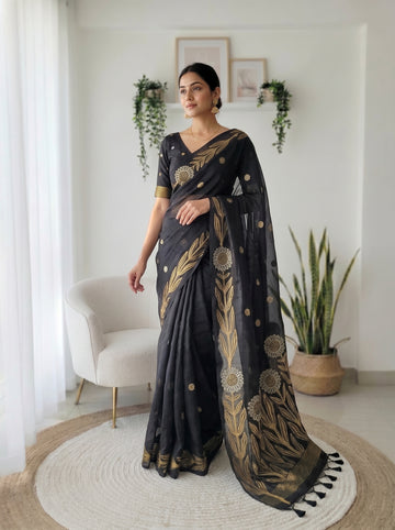 Premium soft jute linen silk Saree