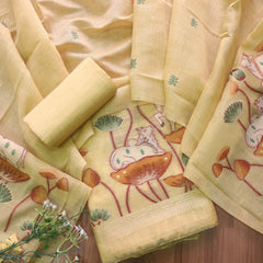 Pure Soft Muga Cotton Yellow Suit