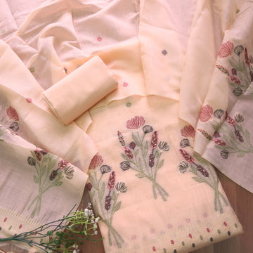 Premium Soft Muga Cotton Peach Suit