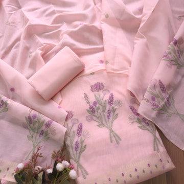 Premium Soft Muga Cotton Pink Suit