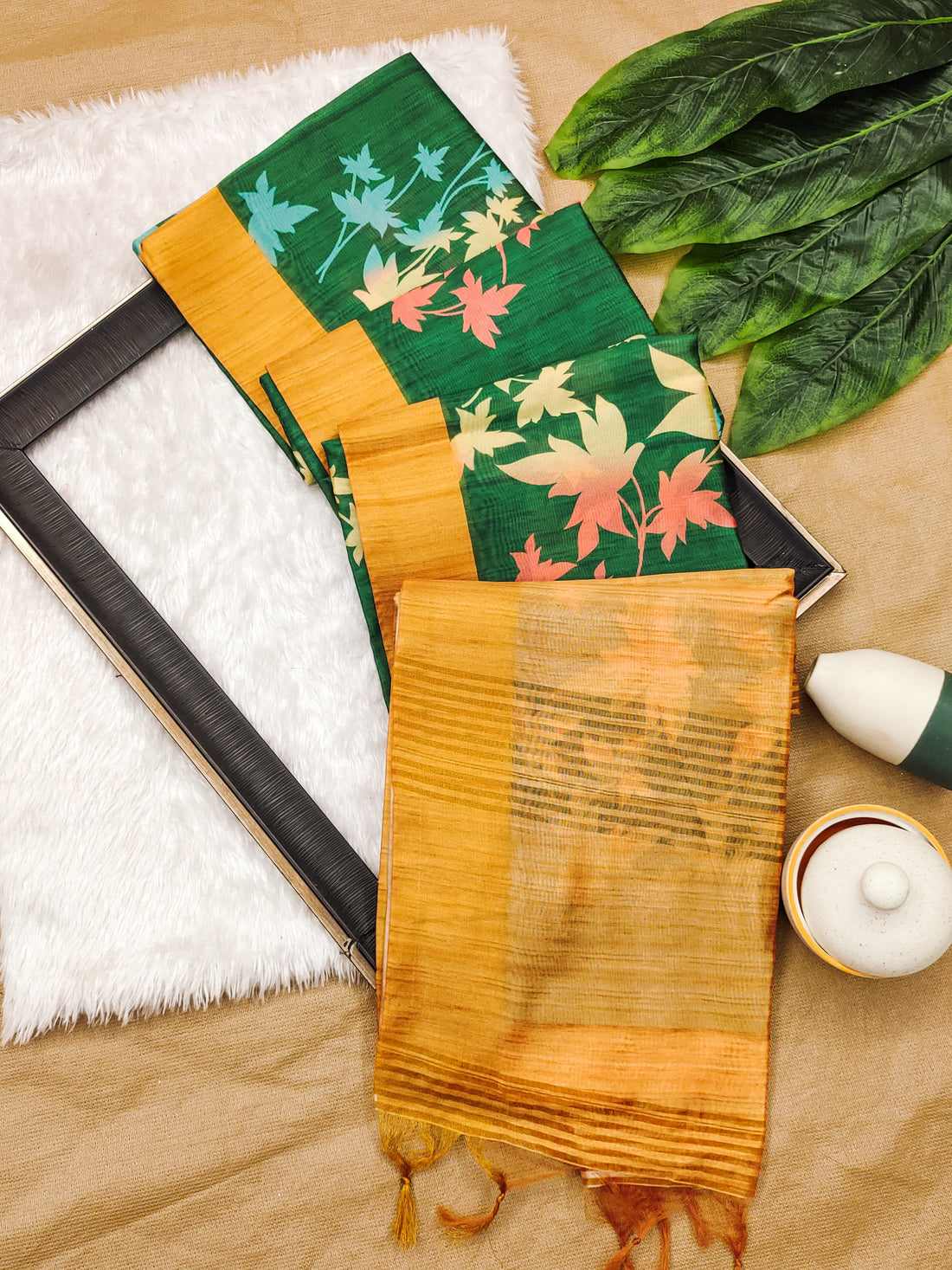 Premium Soft Desi Tussar Silk Yellow Saree