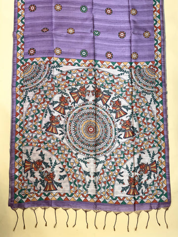 Soft Tussar silk madhubani saree