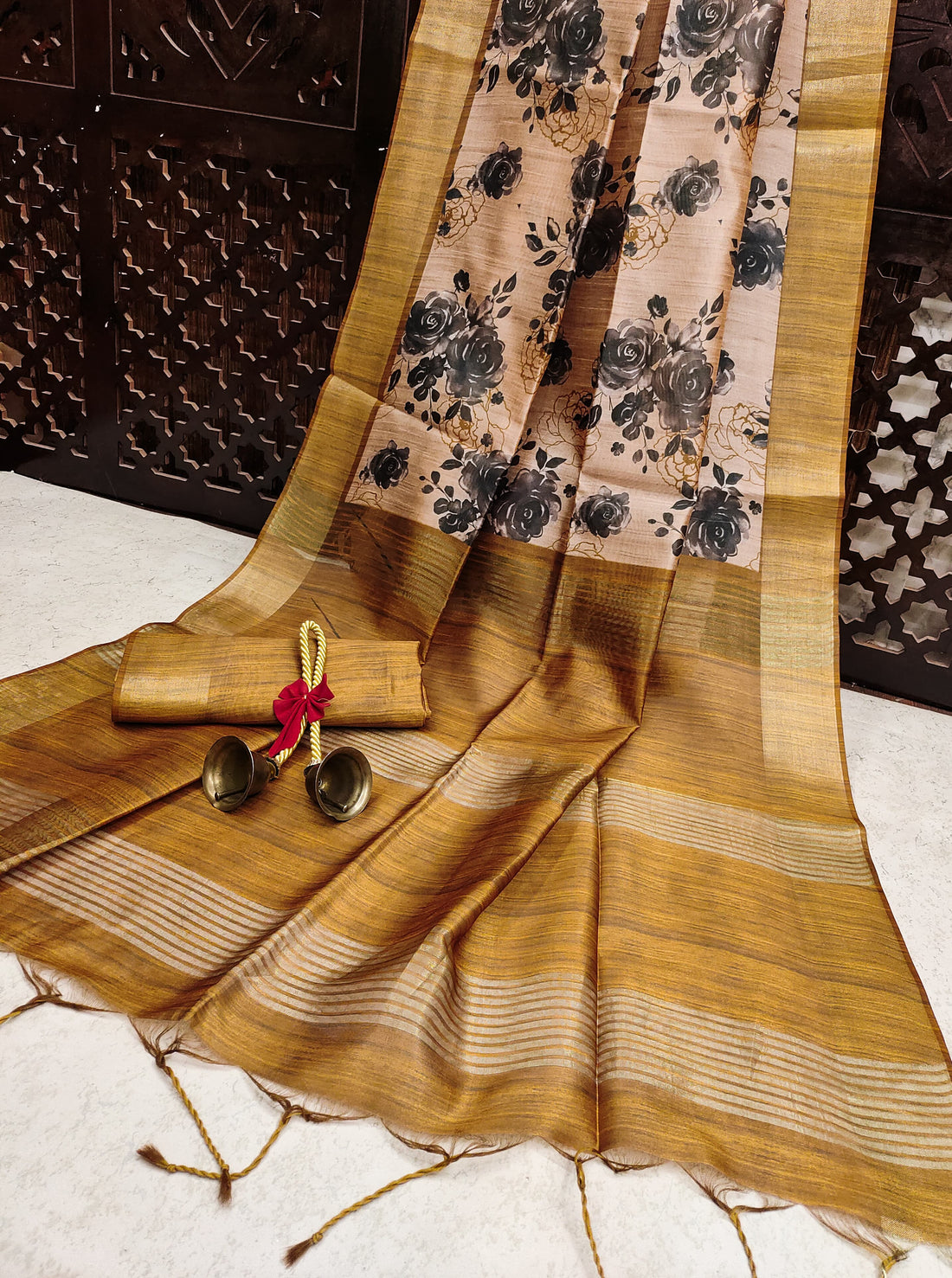 Premium Soft Desi Tussar Silk Yellow Saree