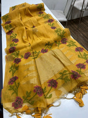 Premium Soft Muga Silk Yellow Saree