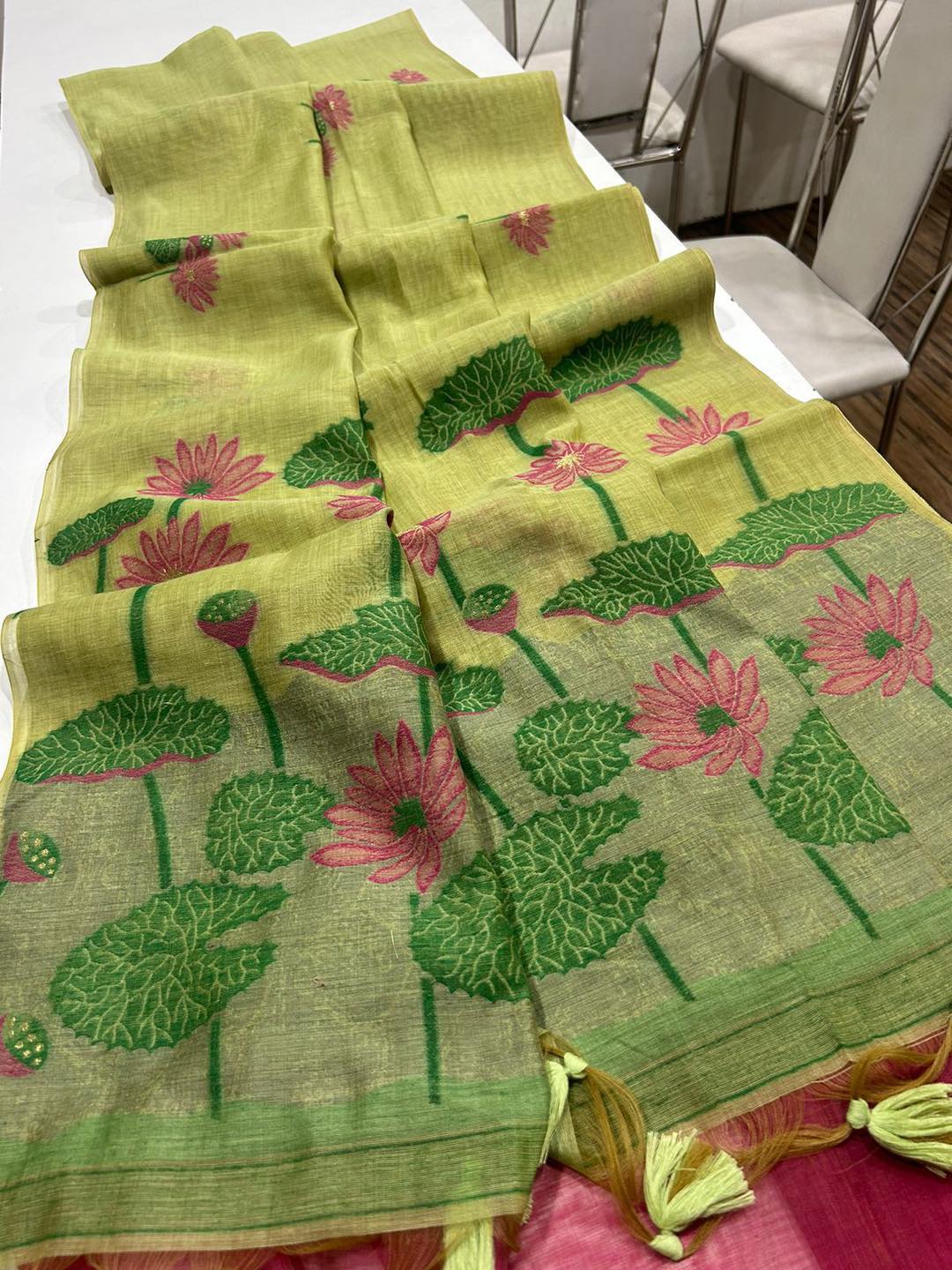 Premium Soft Muga Silk Parrot Green Saree