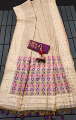 Premium Soft Muga Cotton Purple Saree