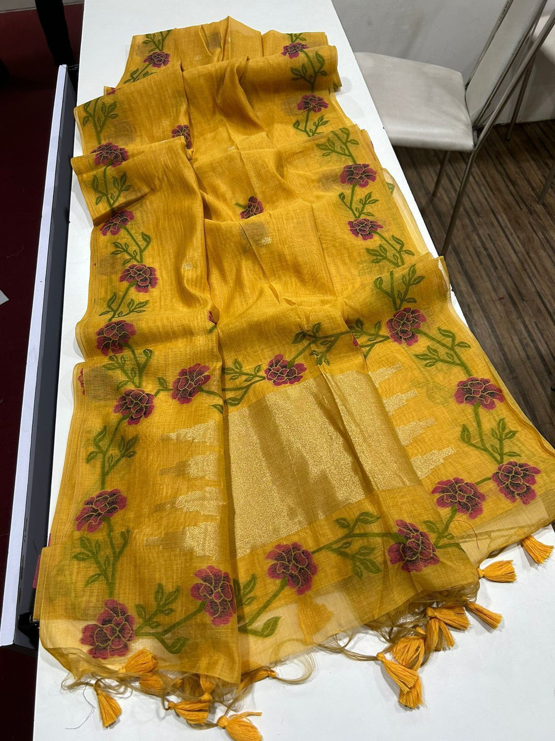 Premium Soft Muga Silk Yellow Saree
