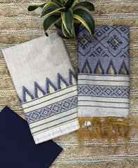 Presenting New Concept Unstitched Nevy Blue-white Dress