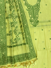 Pure Soft Muga Cotton Lhite Pista  Suit