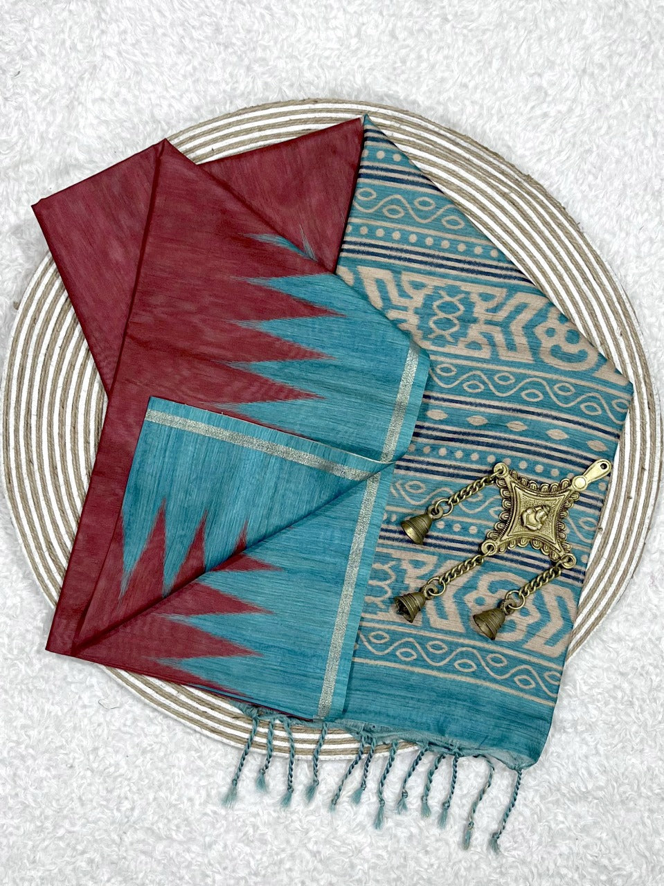 Soft Tussar Silk Wine Saree - Gray Pallu