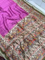 Soft Tussar Silk Pink Saree