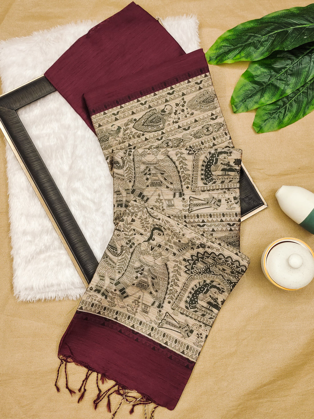 Soft Khadi Raw Silk Maroon Saree
