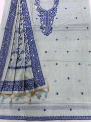 Pure Soft Muga Cotton Nevy Blue Suit