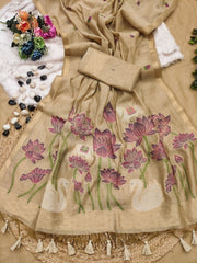 Premium Soft Muga Cotton Brown Saree