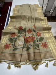Soft Tissue Silk Golden Saree