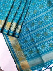 Soft Pure Rajkoti Silk Blue Saree