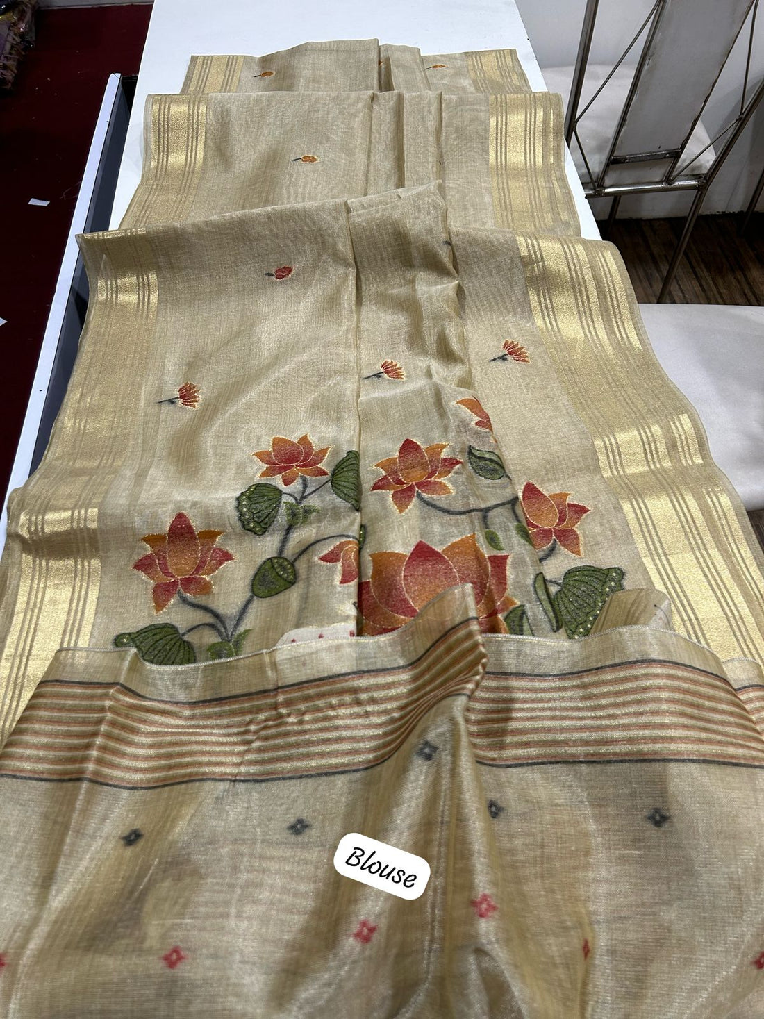 Soft Tissue Silk Golden Saree