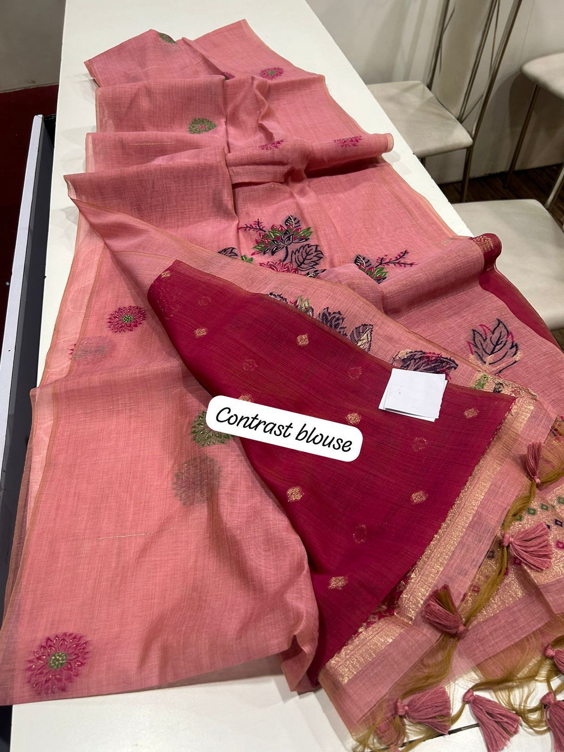Premium Soft Muga Cotton Tomato Red Saree