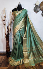 Aasam Silk Weaving C Green Saree