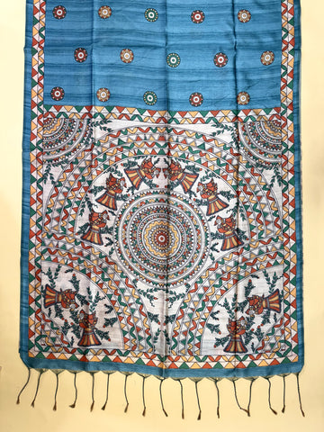 Soft Tussar silk madhubani saree