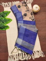 Premium Soft Desi Tussar Silk Blue Saree