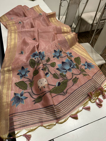 Soft Tissue Silk Pink Saree