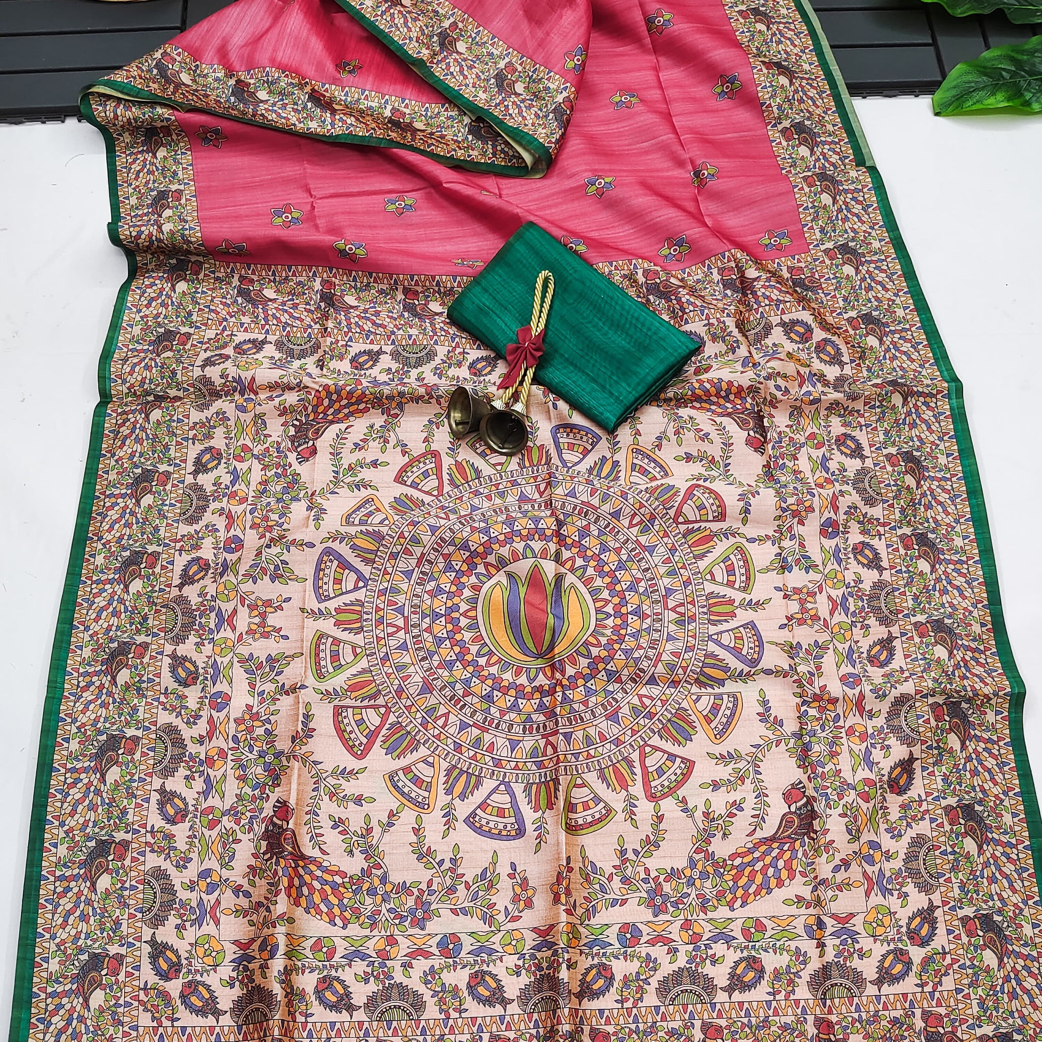 Soft Tussar Silk Tomato Saree