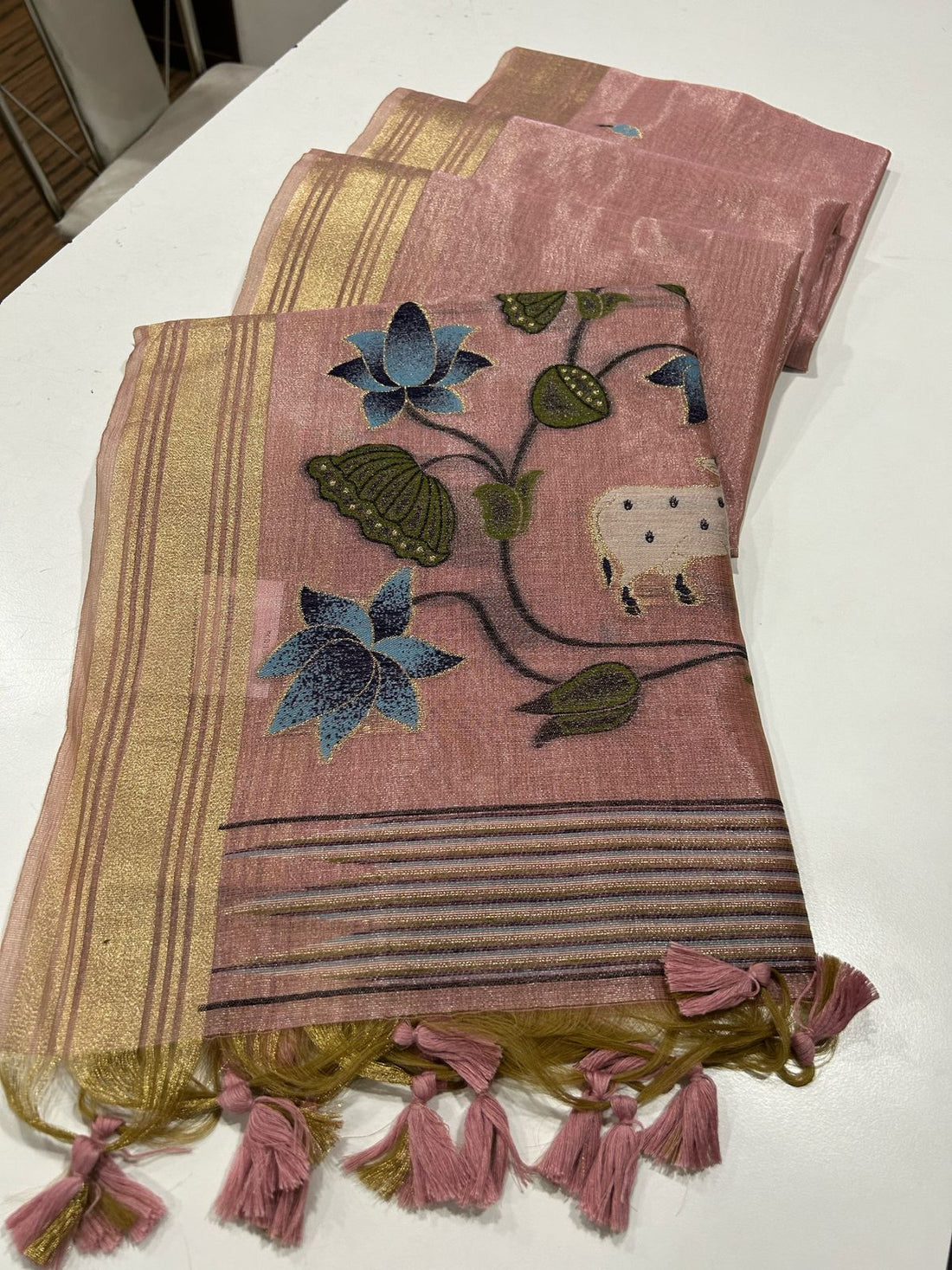 Soft Tissue Silk Pink Saree