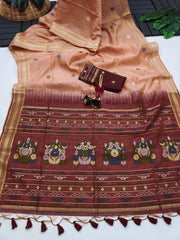 Premium Soft Muga Cotton Pache Saree - Brown Pallu